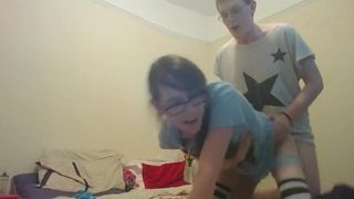 Cutey in glasses loves cock