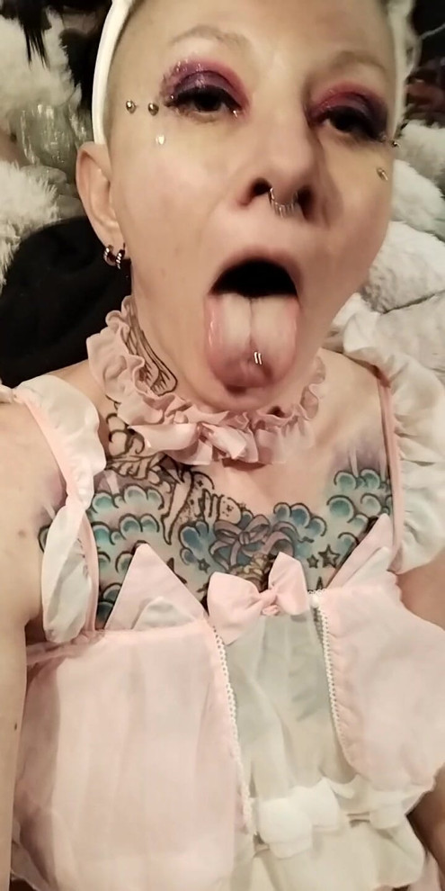Little Pretty Cosplay Girl in See Through Pink Lingerie