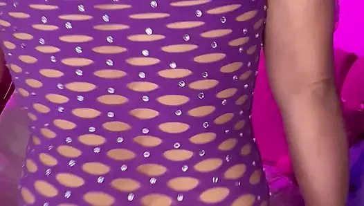 Naughty in Purple Suit and Pink Thong