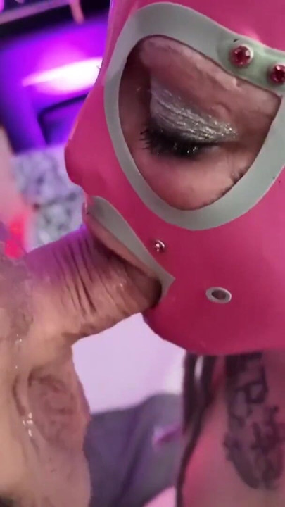 Sloppy blow from latex slut | Clip 1