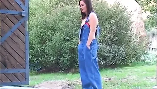 Gorgeous brunette with big boobs was hired to tend a garden but she has some other plans