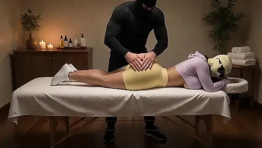 Stepdad Giving Oil Massage to His Petite Big Ass Stepdaughter