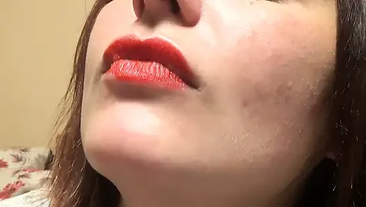 French kissing with me! Red lipstick fetish!