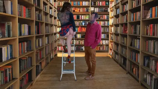 I unexpectedly give the chemistry teacher a blowjob in the library