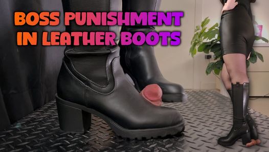 Castigo del jefe en botas de cuero - (versión editada) - TamyStarly - paja, paja de zapatos, ballbusting, tortura peniana, pisoteo, pisoteo
