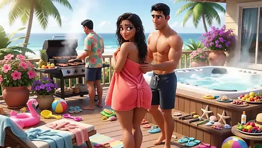 Geheime Sommerhitze im Strandhaus Jacuzzi mit dem engsten Freund meines Partners (AI erzeugt)