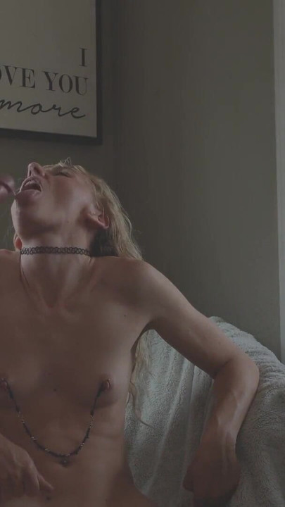 Petite Blonde Gets Massive Facial In Front of An Audience | Clip 1