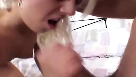 Blonde Hottie Stuffs Banana Deep Then Rides Throbbing BBC