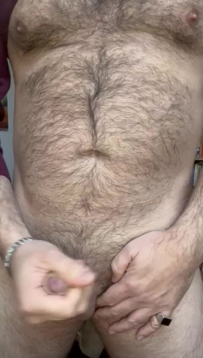 Hairy Cowboy Trucker jerking off with his small cock