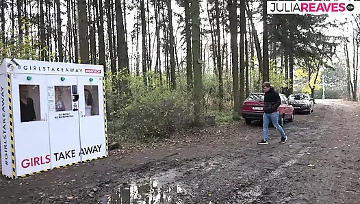 Blonde bends over for a hard fuck in the wild