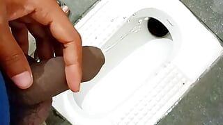 Indian desi big dick piss in public, risky pissing in public place, horny cock Cumshot in public place, outdoor pissing