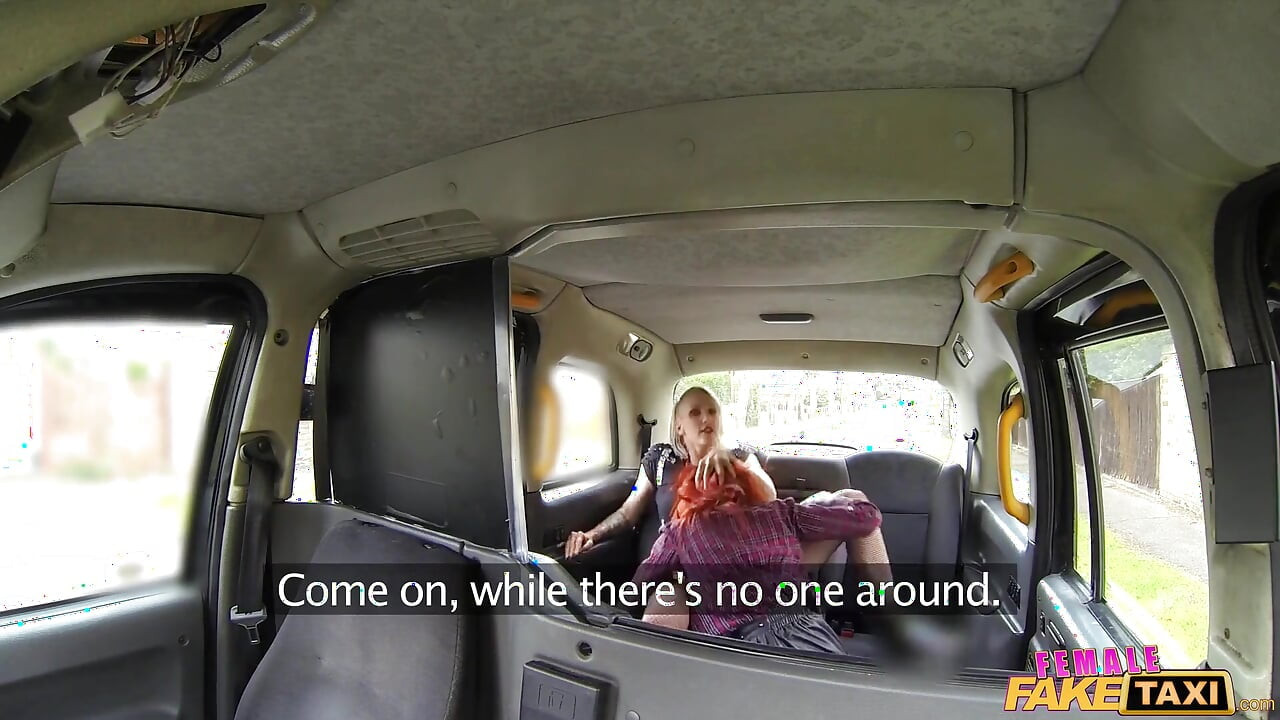 Female Fake Taxi - Blonde Lesbian Cab Driver Dominates Tattooed Redhead