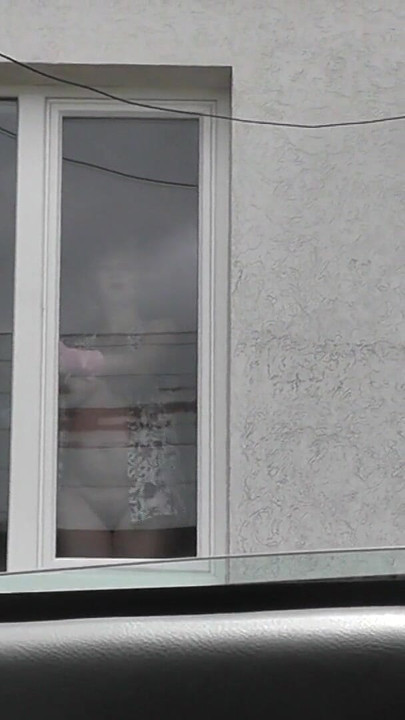 Epic moment from "Naked Milf washes window, taxi driver spying from car, public"