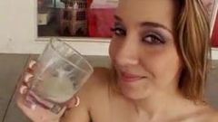 Deliah Strong drinks sticky and creamy sperm Pt. 2