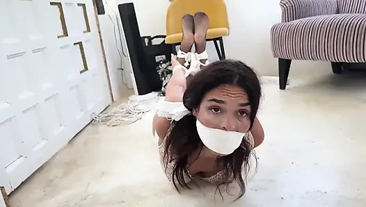 Office Self Bond: Secretary Latina Ties Herself up for Boss, Gives Blowjob and Foot Job Then Hogtied HD