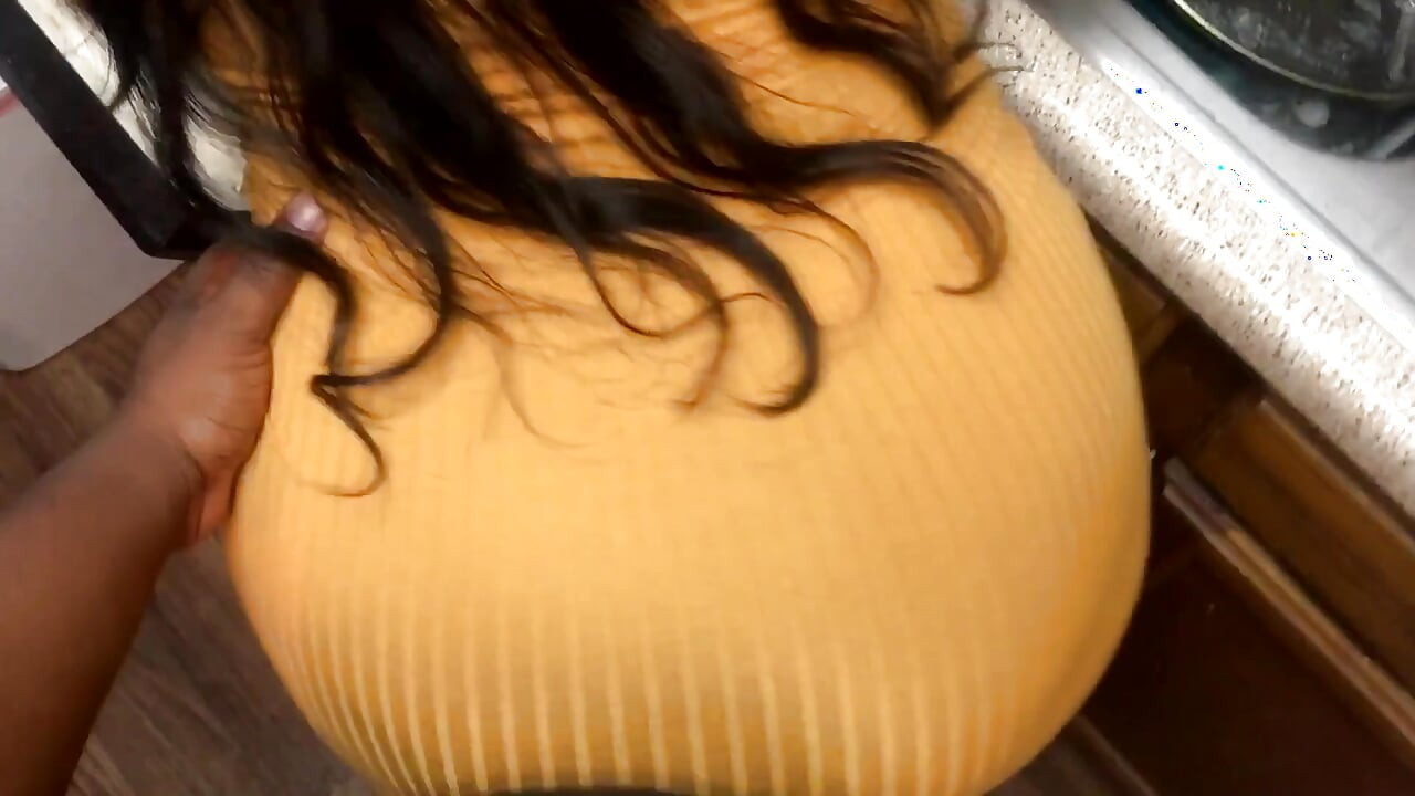 Big ass ebony slut gets fucked in the kitchen