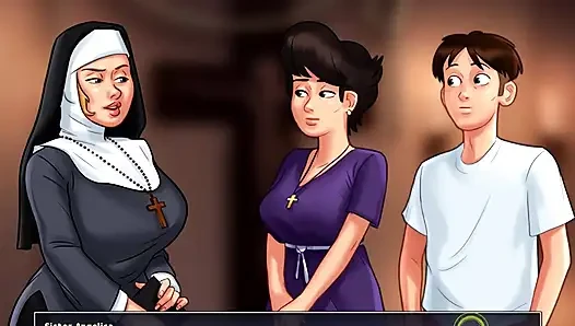 Summertime saga - Johannes played with Eve's pussy and she gave him a handjob