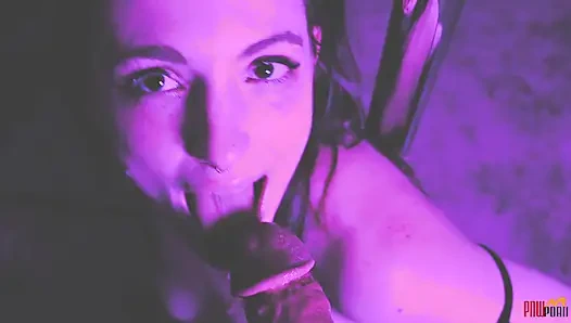 Trapped Slut pushed to Strip and Suck off Captor