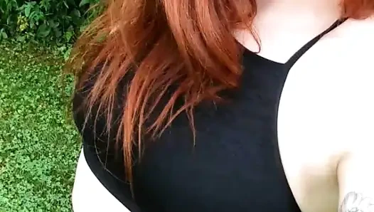 Exhibitionist Redhead Cums Hard in the Park