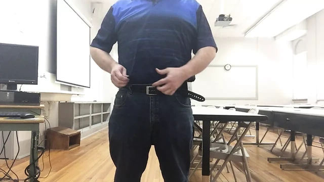 Stripping at work in classroom, playing and then cum