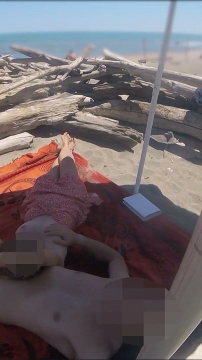 Exhibitionist Teacher Outdoor Amateur Milf Handjob Big Cock on Nudity Beach public in front of voyeur with cum P2 - MissCreamy | Clip 1