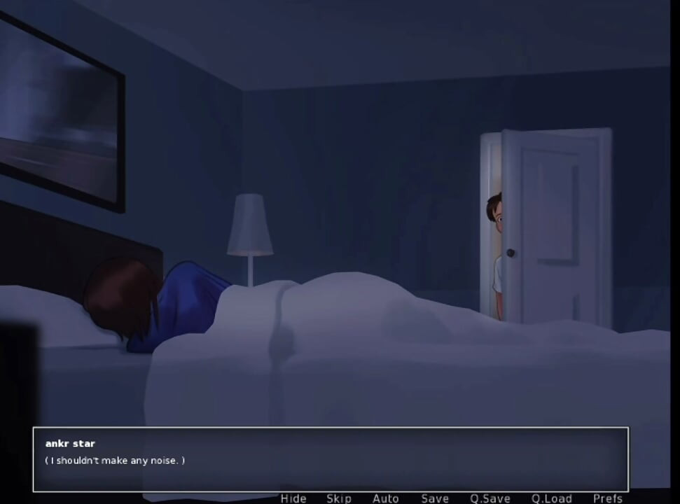 Beautiful stepmom with me over her bed at night