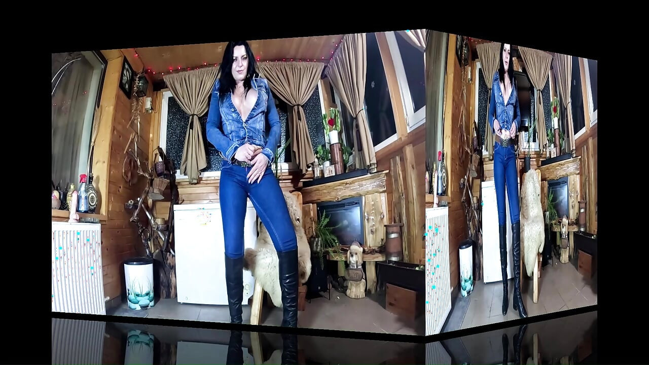 Tight Jeans Cameltoe JOI, Gold Thong Wedgies and Wet Spit Dildo Worship
