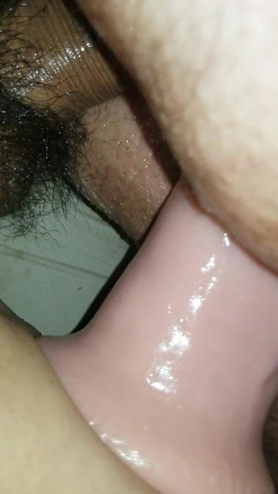 10 inch dildo in wife pussy while getting fuck anal