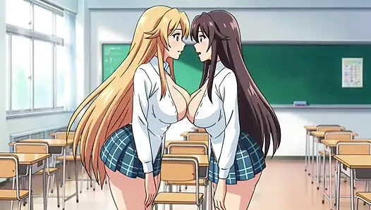 Üniformalı iki kız. Hot Kiss