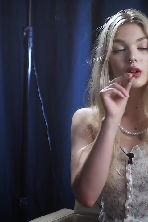 Blonde Babe Is Smoking All White Cigarette
