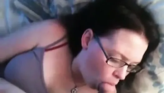 Girl with glasses sucks dick in great blow job