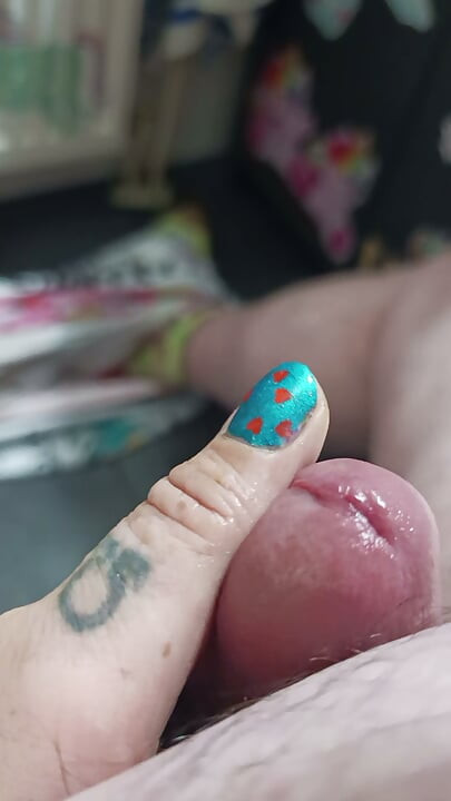 Sensitive cock tip dashed until cum