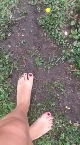 Girlfriend barefoot in the mud - DIRTY FEET