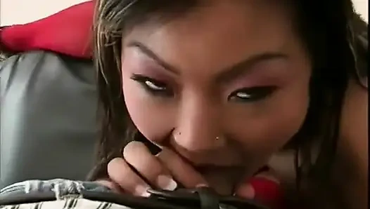 Sexy Asian Slut in Kinky Red Stockings Sucks Big Dick Then Takes It in Her Ass