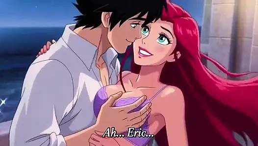 Ariel и Eric, страсть на балконе с Moonlit - романтическая аниме-любовь 3D