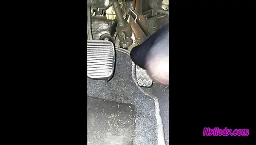 Nyllady Driving and Revving Her Bravo in High-heeled Boots and Black Ballet Flats