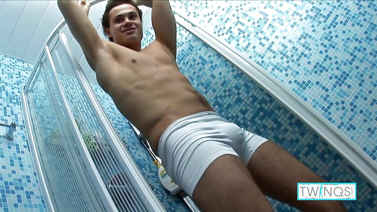 Hot boy toy Stephen plays with his hard cock in the shower!