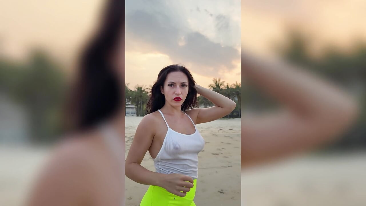 Getting Wet and Messy in See-through Top Outdoor