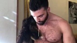 Hairy straight guy got big cock to show off.