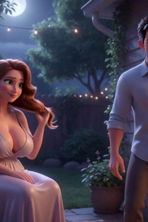 A Taboo New Year Passion Ignites Between Close Friends in the Moonlit Backyard (ai Generated)