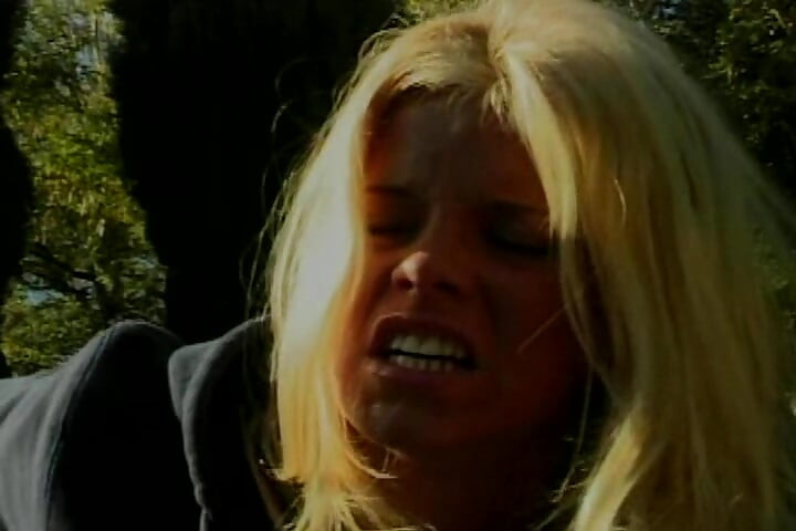 Classic Blonde MILF Rides Big Dick in the Backyard