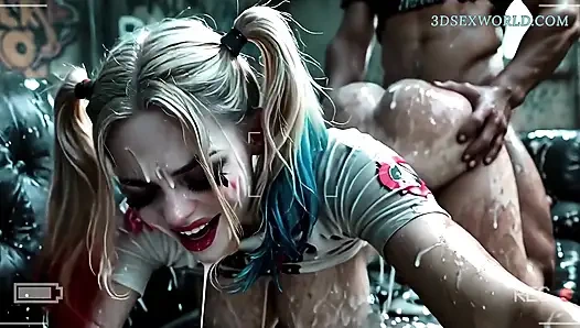 Шаловливая Harley Quinn купается в сперме (реалистично сгенерировано ИИ)