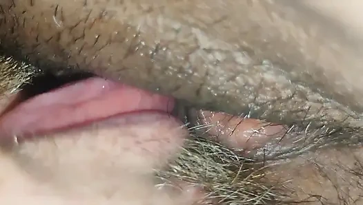 Cleaning up from her earlier bbc creampie