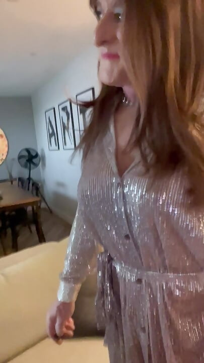 Trans getting ready for night out, stockings and heels