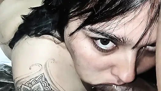 Playing with my dildo and then putting a real cock in my mouth