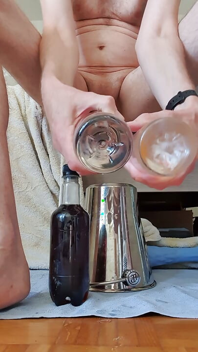 Full plastic bottle anal insertion video with cum,