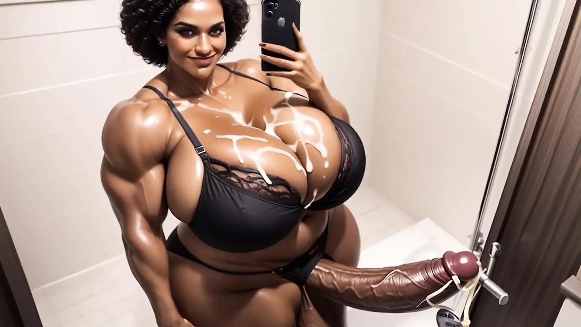 3D Ebony Slut Bust a Nut All Over Herself.