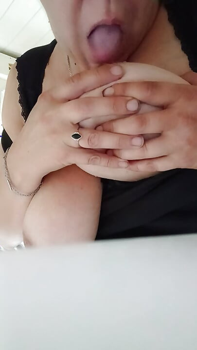 Tits themselves lick and caught