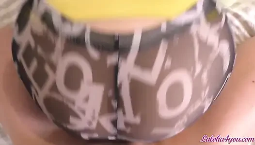 Girlfriend in leggins sensual sucking dick and doggystyle fuck