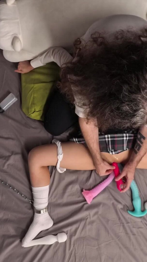 ALL THE TOYS up her pussy! Naughty schoolgirl gets stuffed | Clip 1
